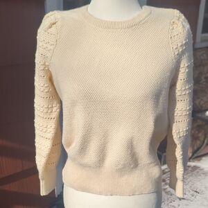 Madewell Cream Textured Crew Neck Sweater